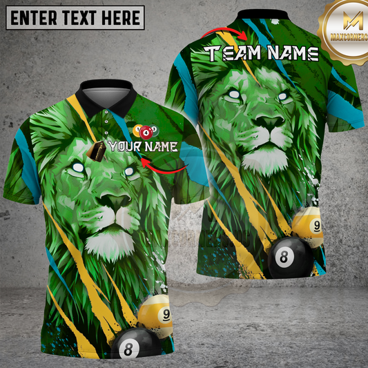 Maxcorners Lion Billiards Purple Artistic Splash Modern Design Multicolor Options Personalized Name, Team Name 3D Shirt (4 Colors)