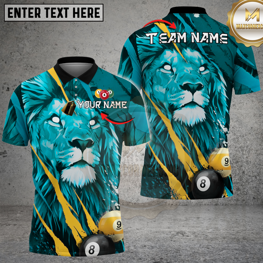Maxcorners Lion Billiards Purple Artistic Splash Modern Design Multicolor Options Personalized Name, Team Name 3D Shirt (4 Colors)