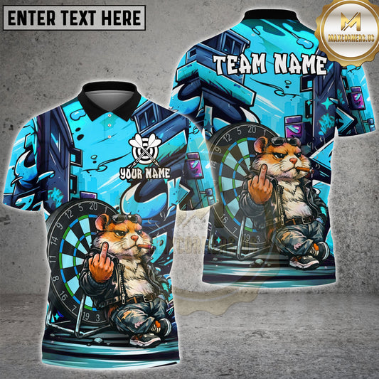 Maxcorners Darts Hamster Graffiti Streetwear Multi Options Personalized Name, Team Name Unisex 3D Shirt (4 Colors)