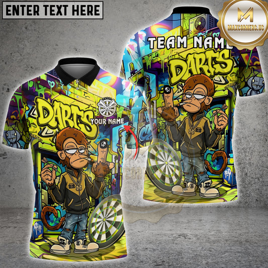 Maxcorners Graffiti Monkey Darts Street Style Multicolor Options Personalized Name, Team Name 3D Shirt (4 Colors)