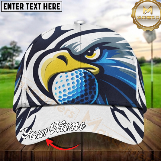 Maxcorners Golf Eagle Head Golf Ball Graphic Personalized Name 3D Cap