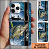 Maxcorners Fishing Hook and Ocean Collage Design Personalized Name Phone Case (12 Fish Species)
