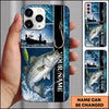 Maxcorners Fishing Hook and Ocean Collage Design Personalized Name Phone Case (12 Fish Species)