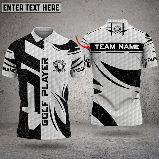 Maxcorners Stealth Strike Black & White 3D Golf Personalized Name Polo
