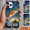 Maxcorners Fishing Blue Target and Offshore Fishing Boat Design Personalized Name Phone Case (12 Fish Species)
