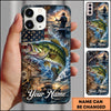 Maxcorners Fishing American Flag Sunset and Fishing Boat Design Personalized Name Phone Case (12 Fish Species)