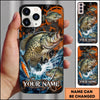 Maxcorners Fishing Orange Grunge and Fishing Rod Design Personalized Name Phone Case (12 Fish Species)