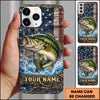 Maxcorners Fishing American Flag Design Personalized Name Phone Case (12 Fish Species)