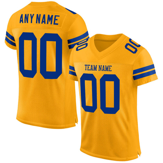 Maxcorners Custom Gold Royal Mesh Authentic Football Jersey LM2605