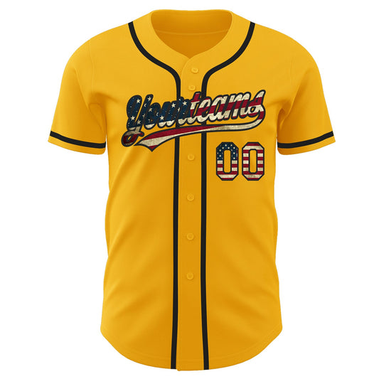 Maxcorners Custom Teal Vintage USA Flag-Cream Premium Baseball Jersey LM0210