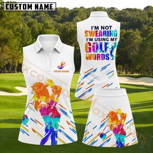 Maxcorners I'm Not Swearing Colorful Splash Golf Personalized Name 3D Golf Shirt and Golf Skirt