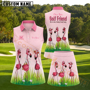 Maxcorners More Than Golf Friend Flamingo Gang Golf Personalized Name 3D Golf Shirt and Golf Skirt