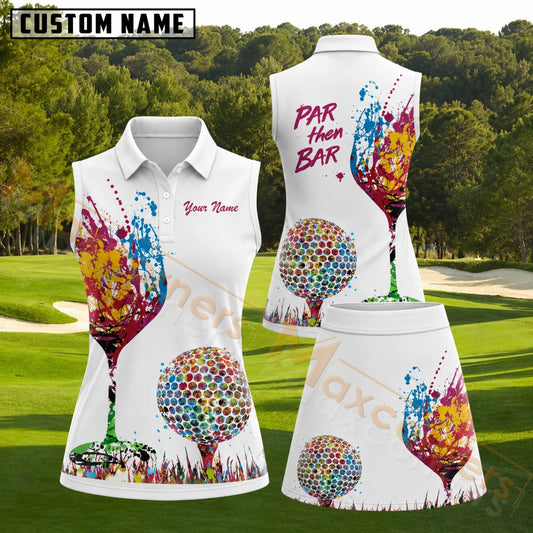 Maxcorners Vibrant Paint Splash Par Then Bar Golf Personalized Name 3D Golf Shirt and Golf Skirt