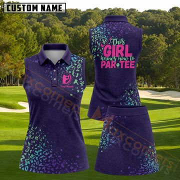 Maxcorners Purple Teal Leopard Mandala Pattern Golf Personalized Name 3D Golf Shirt and Golf Skirt