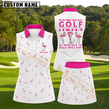 Maxcorners Pink Flamingo Pattern Golf Personalized Name 3D Golf Shirt and Golf Skirt