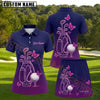 Maxcorners Purple Butterfly Golf Bag Personalized Name 3D Golf Shirt and Golf Skirt