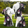 Maxcorners White Black Purple Flame Golf Ball Personalized Name 3D Golf Shirt and Golf Skirt