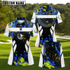 Maxcorners Black White Blue Neon Yellow Paint Splash Golf Ball Personalized Name 3D Golf Shirt and Golf Skirt