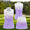 Maxcorners Lavender Gradient Golf Lady Silhouette Personalized Name 3D Golf Shirt and Golf Skirt