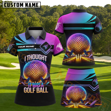 Maxcorners Neon Gradient Futuristic Golf Landmark Black Personalized Name 3D Golf Shirt and Golf Skirt