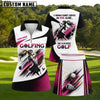 Maxcorners Black White and Hot Pink Female Golfer Personalized Name 3D Golf Shirt and Skirt