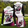 Maxcorners Black White and Hot Pink Female Golfer Personalized Name 3D Golf Shirt and Skirt