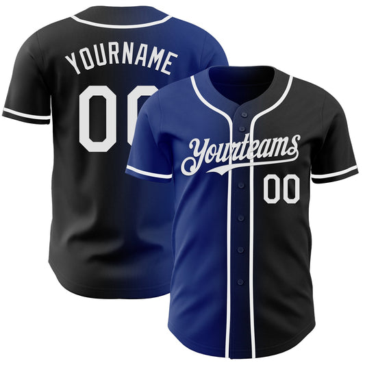 Maxcorners Custom Black White-Royal Authentic Gradient Fashion Baseball Jersey LM2605