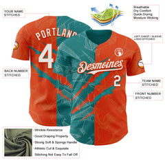 Maxcorners Custom Graffiti Pattern White Orange-Teal 3D Scratch Premium Baseball Jersey LM0210