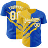 Maxcorners Custom Graffiti Pattern White Thunder Blue-Yellow 3D Scratch Authentic Baseball Jersey LM2605