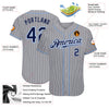 Maxcorners Custom Gray Navy Pinstripe Navy-Light Blue Authentic Baseball Jersey LM2605