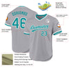 Maxcorners Custom Gray Teal-White Authentic Throwback Baseball Jersey LM2605