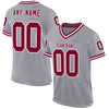 Maxcorners Custom Gray Maroon-White Mesh Authentic Throwback Football Jersey LM2605
