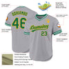 Maxcorners Custom Gray Kelly Green-Gold Authentic Throwback Baseball Jersey LM2605