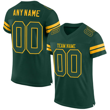 Maxcorners Custom Green Green-Gold Mesh Authentic Football Jersey LM2605