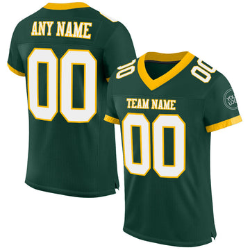 Maxcorners Custom Green White-Gold Mesh Authentic Football Jersey LM2605