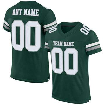 Maxcorners Custom Green White-Gray Mesh Authentic Football Jersey LM2605
