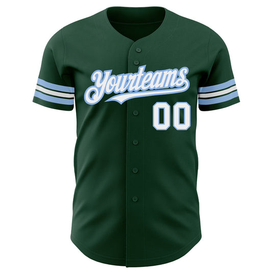 Maxcorners Custom Green White-Light Blue Authentic Baseball Jersey LM2605