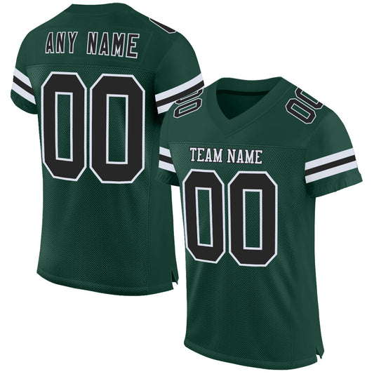 Maxcorners Custom Green Black-White Mesh Authentic Football Jersey LM2605