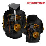 Maxcorners Grim Reaper Bowling 3D Custom Name Shirt