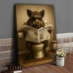 Maxcorners Smoking Boar Canvas – Funny Wildlife Wall Art for Hunters & Animal Lovers