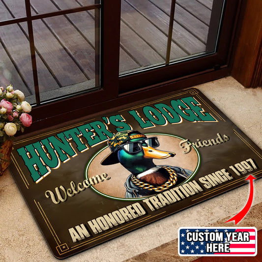 Maxcorners Personalized Hunter Lodge Duck Doormat - Funny Hunting Welcome Mat with Custom Year, Rustic Cabin & Lodge Decor LM1611