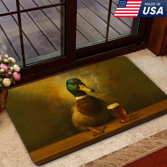Maxcorners Funny Duck Barware Doormat – Hunting Lodge Rug with Drinking Glasses & Smoking-related Decor, Outdoor Cabin Decor Gift LM1611