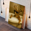 Maxcorners Funny Deer Wall Art – Cool Buck in Bathtub Poster for Hunters & Rustic Cabin Decor