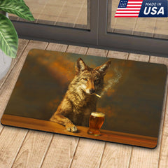 Maxcorners Wolf Smoking & Bar Glassware Doormat – Funny Animal Floor Mat for Hunters, Bars & Man Cave Decor LM1611