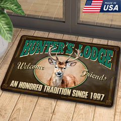 Maxcorners Personalized Hunter’s Lodge Deer Doormat – Custom Year, Rustic Cabin Welcome Mat for Hunters & Outdoor Decor LM1611