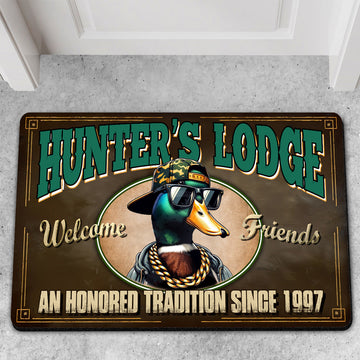 Maxcorners Personalized Hunter Lodge Duck Doormat - Funny Hunting Welcome Mat with Custom Year, Rustic Cabin & Lodge Decor LM1611