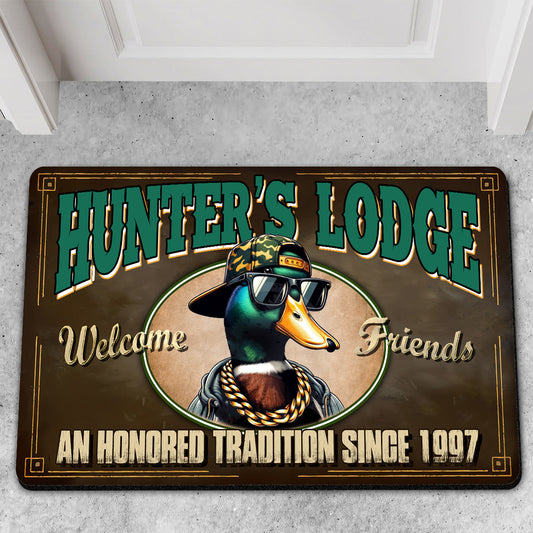 Maxcorners Personalized Hunter Lodge Duck Doormat - Funny Hunting Welcome Mat with Custom Year, Rustic Cabin & Lodge Decor LM1611