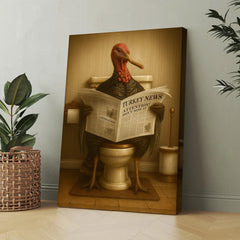 Maxcorners Smoking Turkey Canvas – Funny Bathroom Wall Art for Hunters & Farmhouse Decor