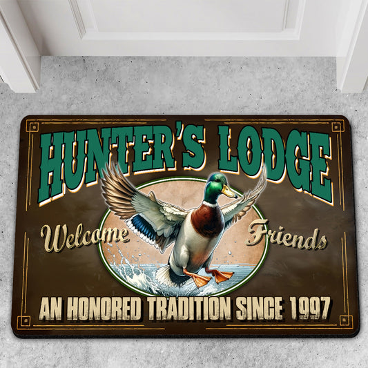 Maxcorners Personalized Mallard Duck Doormat - Funny Hunting Welcome Mat with Custom Year, Rustic Cabin & Lodge Decor LM1611