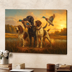 Maxcorners Duck Hunting Dogs Canvas Wall Art, Rustic Hunting Home Decor, Perfect Gift for Hunters